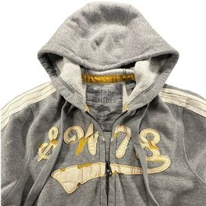 Slade Wilder Mens Gray Full Zip Hoodie "GWT 73" Graphic Stripe Sleeve Size S